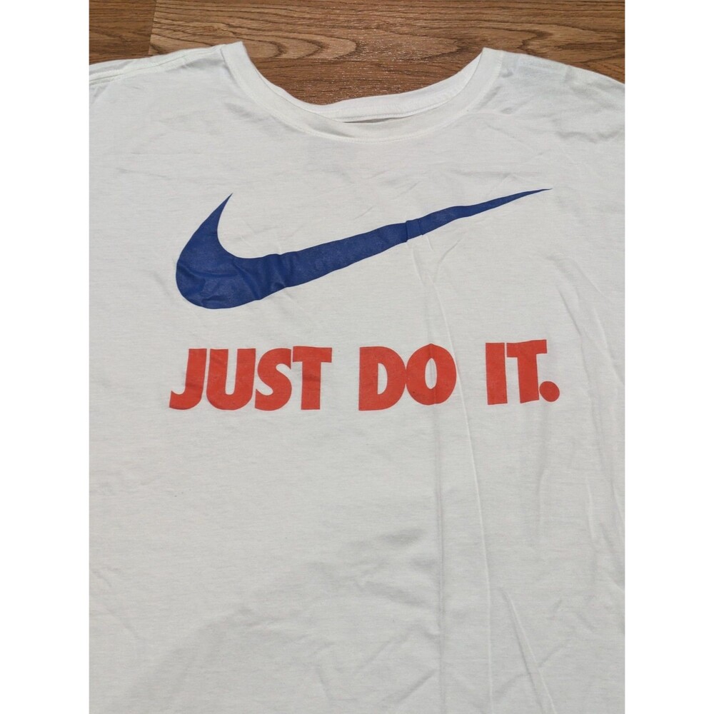 Nike Men's Short Sleeve Athletic Cut "Just Do It" T-shirt, White, XXL